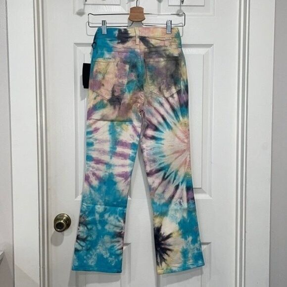MOTHER The Tripper High Rise Crop Bootcut Tie-Dye Jeans Womens Size 24 - Picture 8 of 10